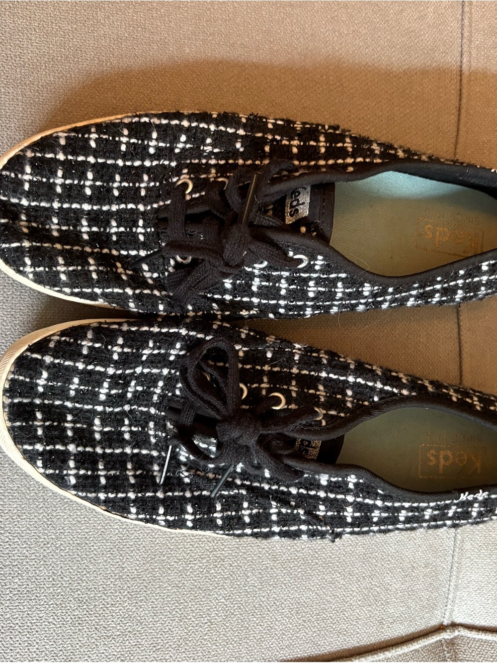 Keds Black and White Tweed Lace-Up Sneakers